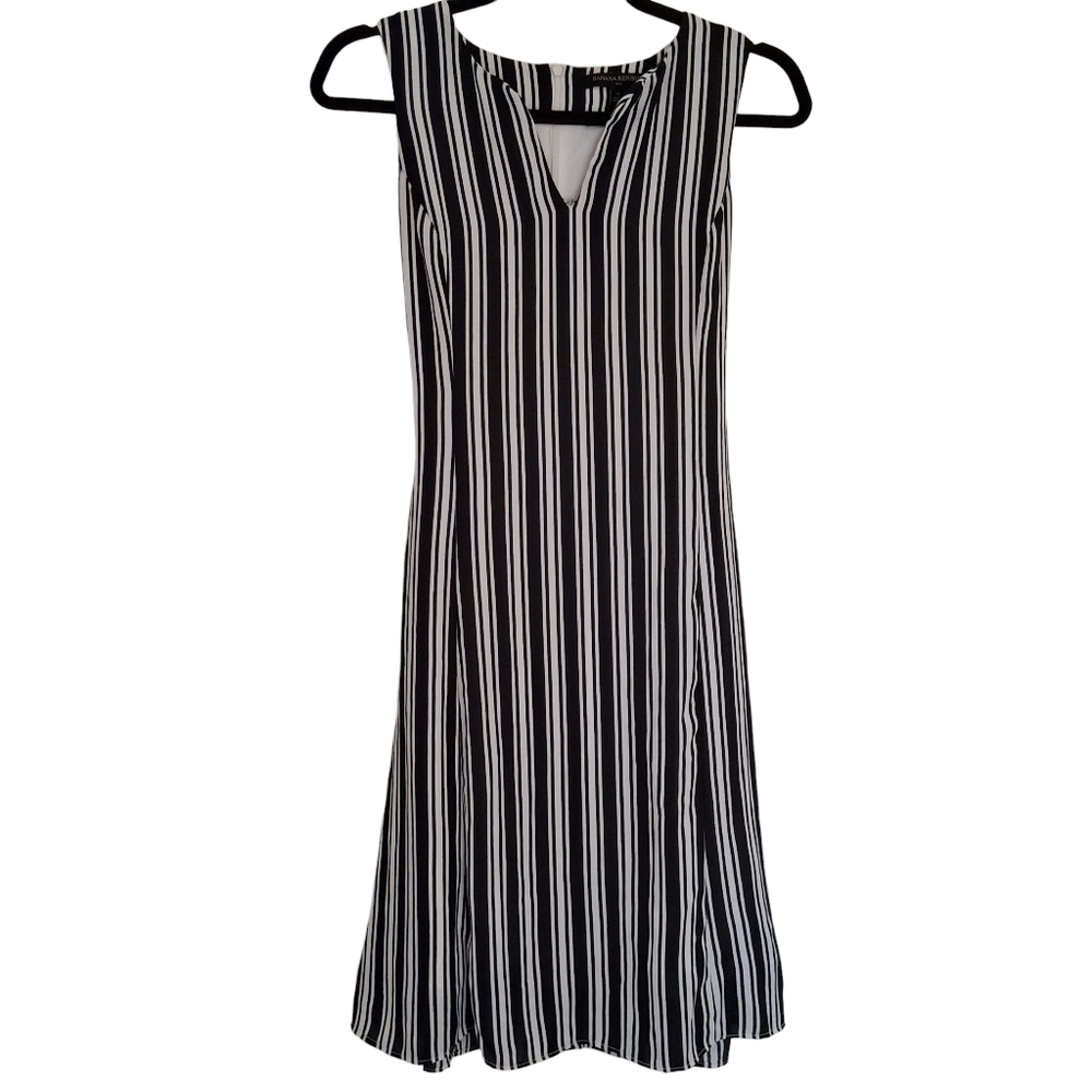 Banana Republic Navy Blue White Stripe Tie-Back Midi Dress Size 0